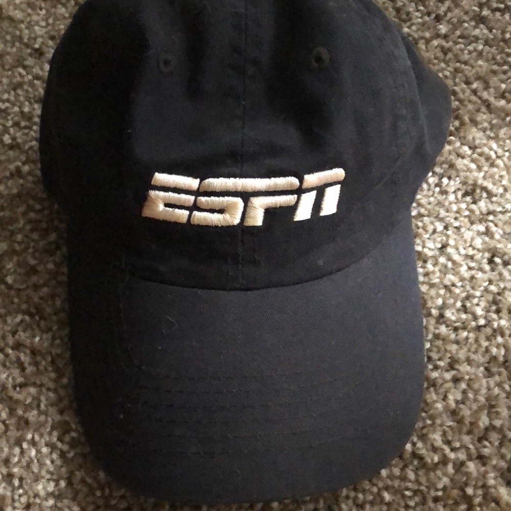 Plain black ESPN hat